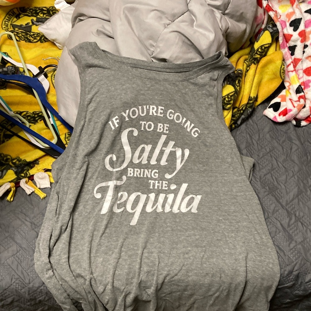 Gray Sleeveless Graphic Tank Top